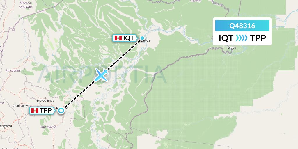 Q48316 Euroairlines Flight Map: Iquitos to Tarapoto