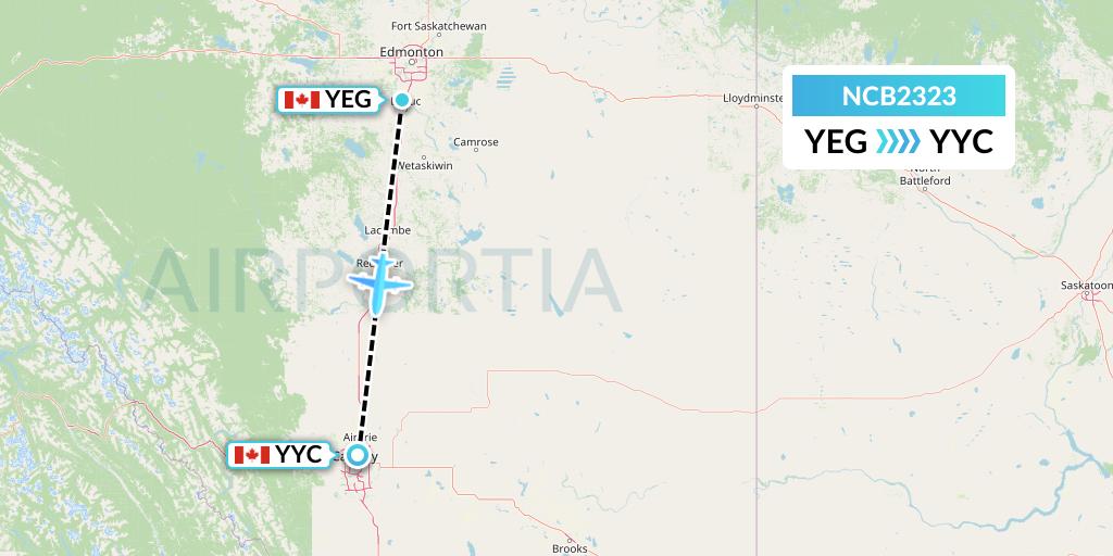 NCB2323 North Caribou Flying Service Flight Map: Edmonton to Calgary