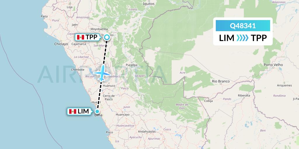 Q48341 Euroairlines Flight Map: Lima to Tarapoto