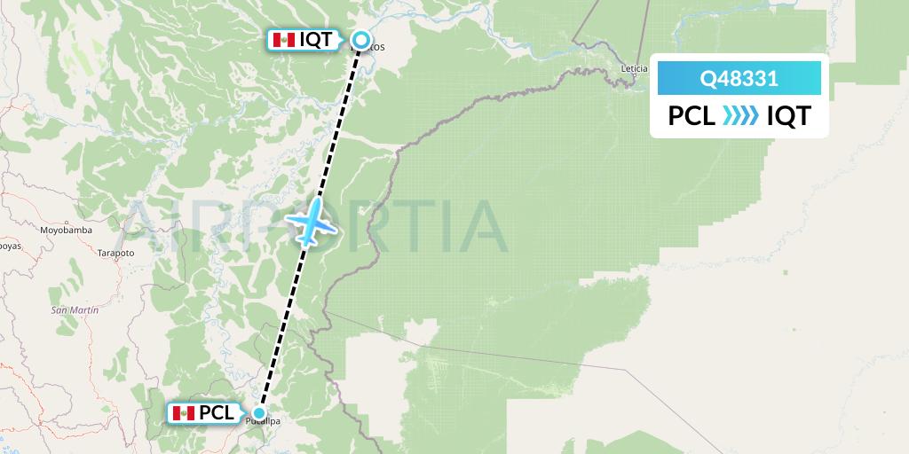 Q48331 Euroairlines Flight Map: Pucallpa to Iquitos