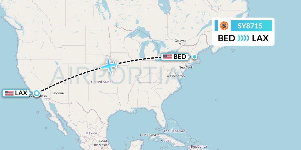 SY8715 Sun Country Airlines Flight Map: Bedford to Los Angeles
