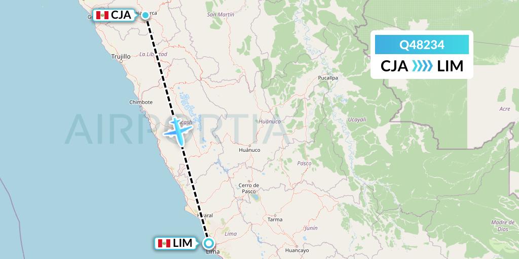 Q48234 Euroairlines Flight Map: Cajamarca to Lima