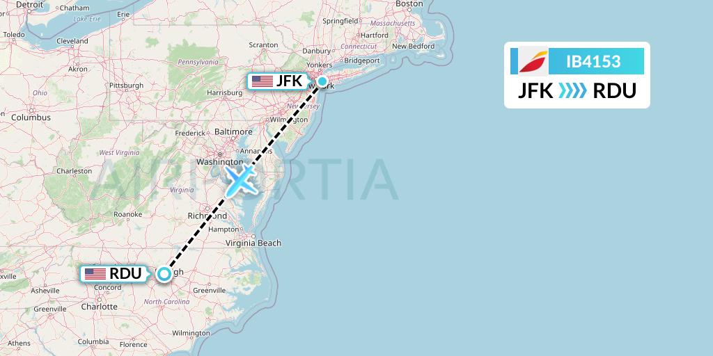 IB4153 Flight Status Iberia New York to RaleighDurham (IBE4153)