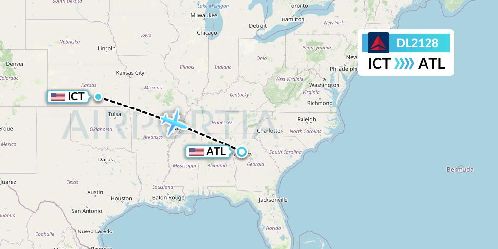 DL2128 Delta Air Lines Flight Map: Wichita to Atlanta