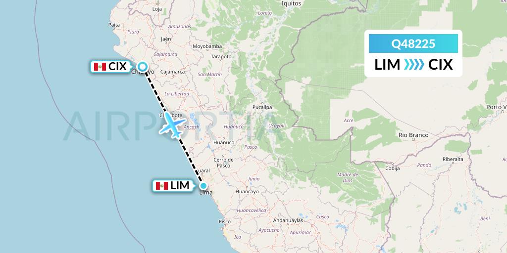 Q48225 Euroairlines Flight Map: Lima to Chiclayo