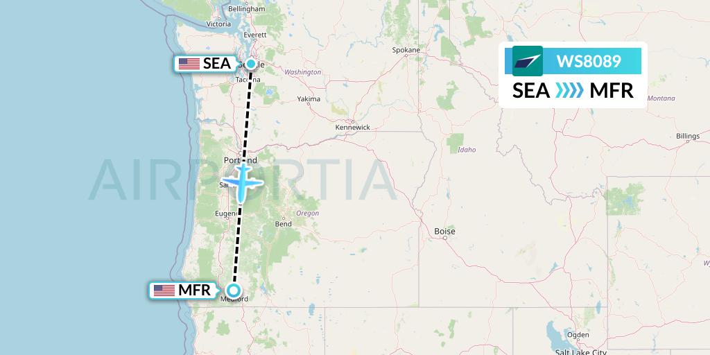 WS8089 Flight Status WestJet Seattle to Medford (WJA8089)