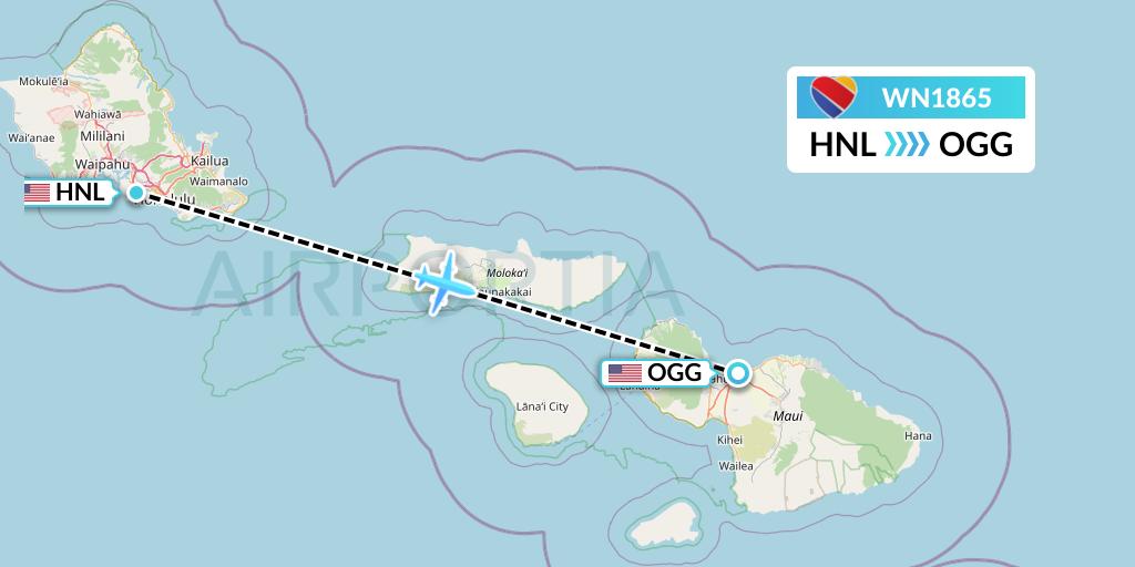 WN1865 Southwest Airlines Flight Map: Honolulu to Kahului
