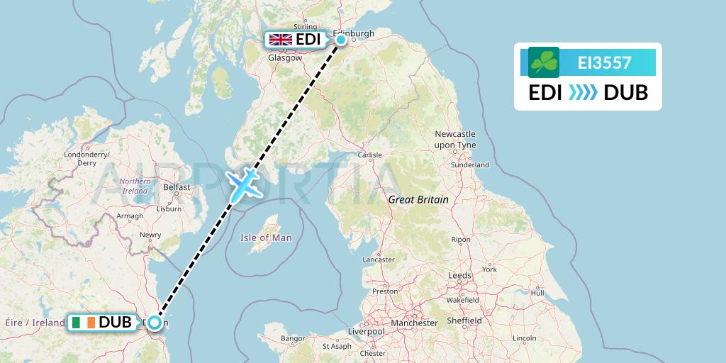 EI3557 Aer Lingus Flight Map: Edinburgh to Dublin