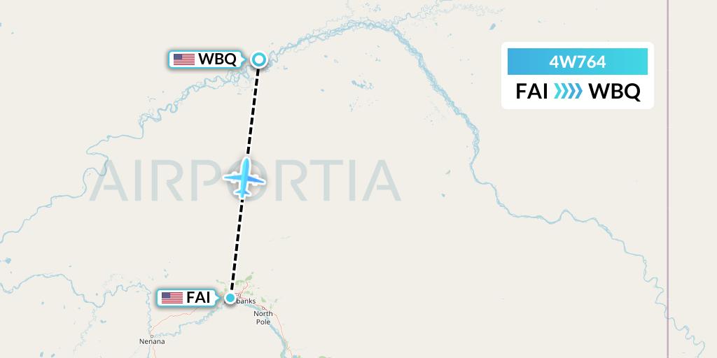 4W764 Warbelows Air Ventures Flight Map: Fairbanks to Beaver