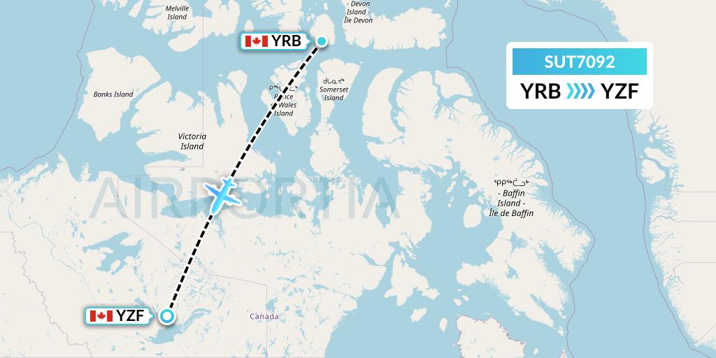 SUT7092 Summit Air Ltd. Flight Map: Resolute to Yellowknife