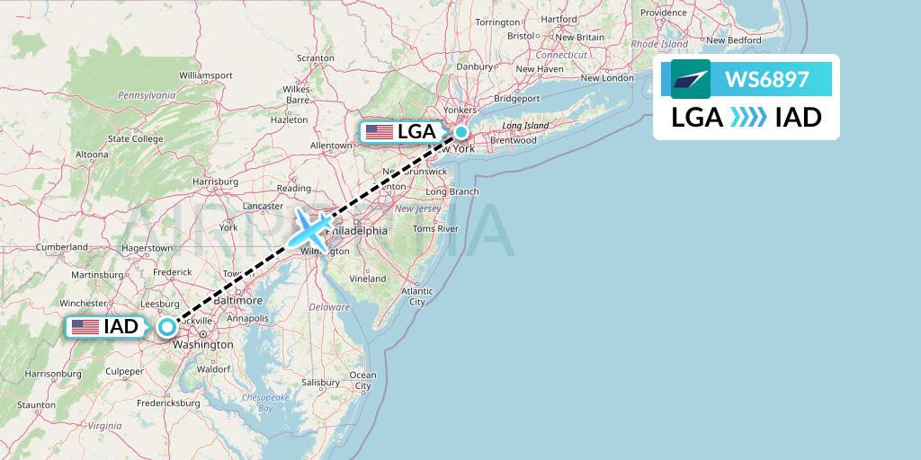 WS6897 Flight Status WestJet New York to Washington (WJA6897)