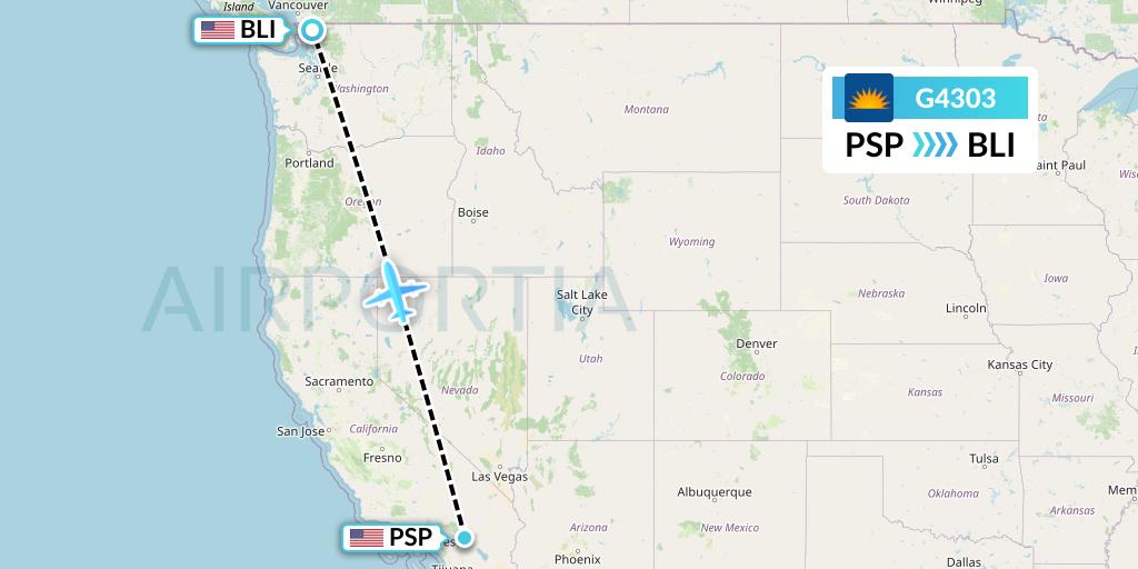 G4303 Allegiant Air Flight Map: Palm Springs to Bellingham