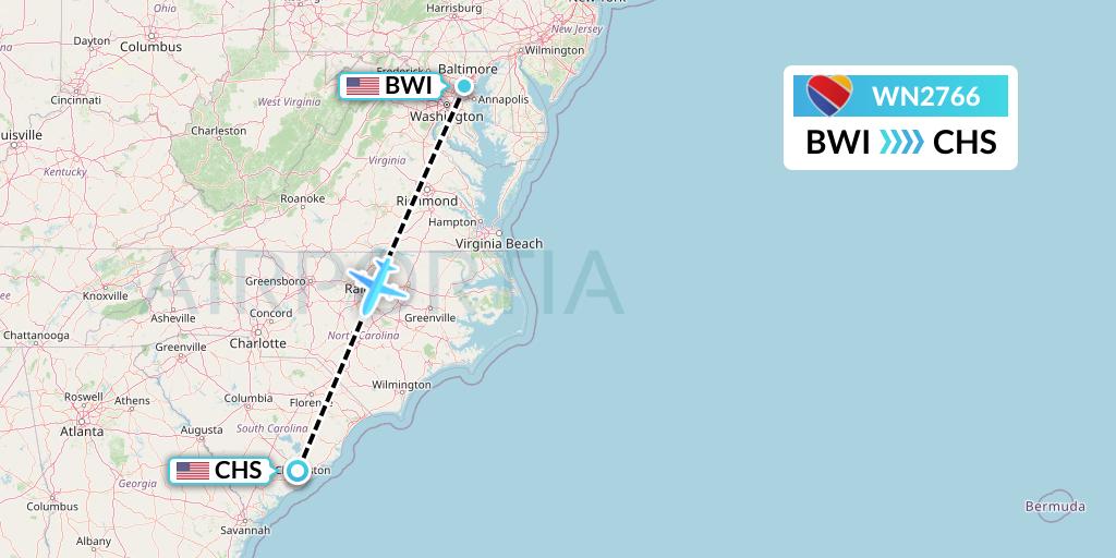 WN2766 Flight Status Southwest Airlines Baltimore to Charleston (SWA2766)