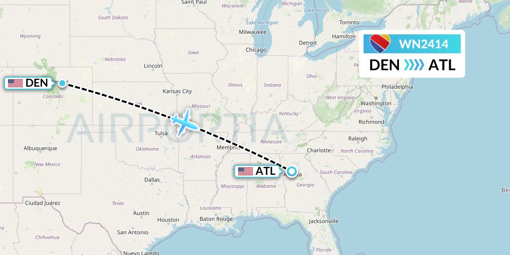 WN2414 Southwest Airlines Flight Map: Denver to Atlanta