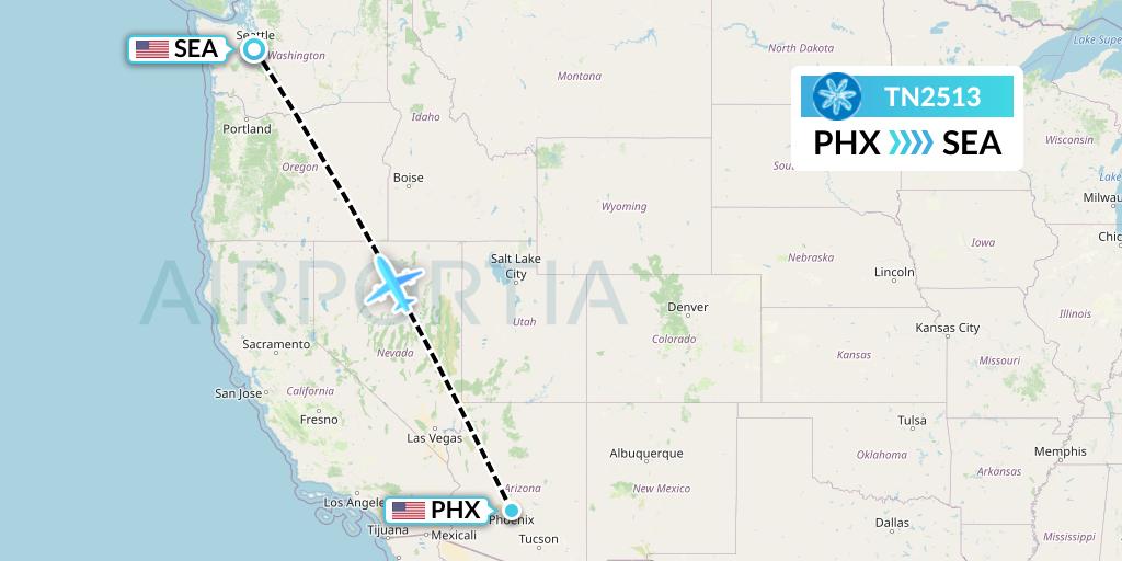 TN2513 Air Tahiti Nui Flight Map: Phoenix to Seattle