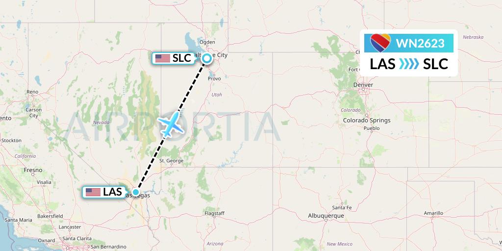 WN2623 Southwest Airlines Flight Map: Las Vegas to Salt Lake City