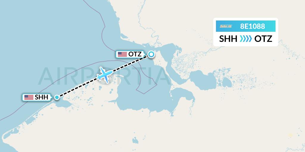 8E1088 Bering Air Flight Map: Shishmaref to Kotzebue