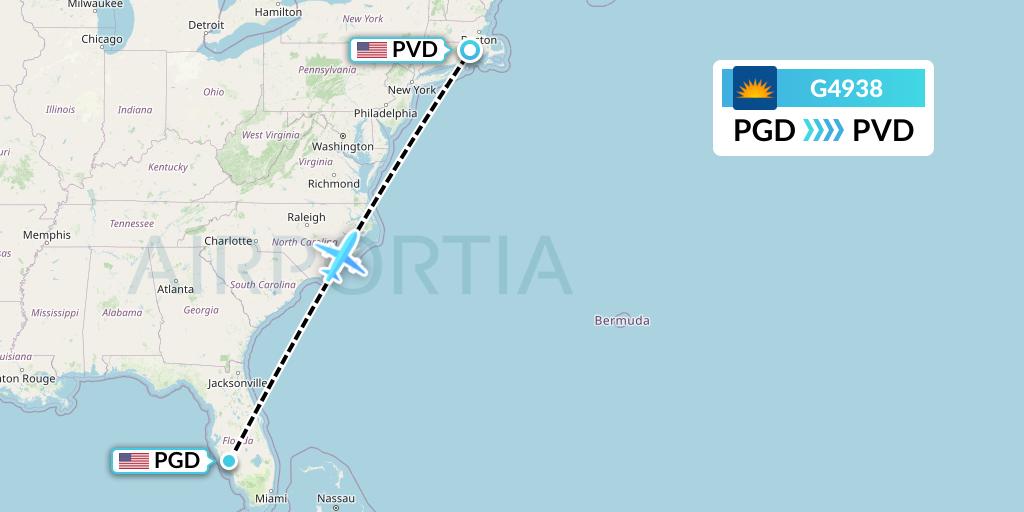 G4938 Allegiant Air Flight Map: Punta Gorda to Providence
