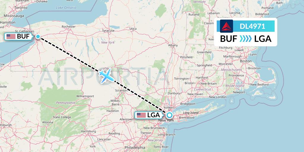 DL4971 Delta Air Lines Flight Map: Buffalo to New York