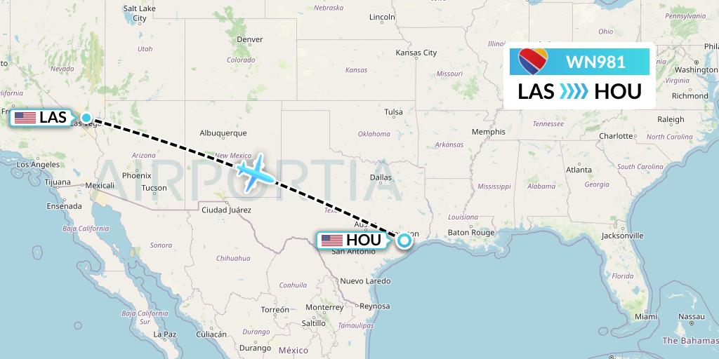 WN981 Southwest Airlines Flight Map: Las Vegas to Houston
