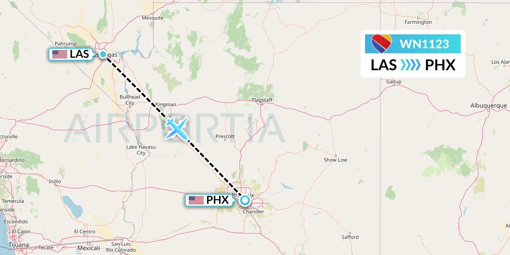 WN1123 Southwest Airlines Flight Map: Las Vegas to Phoenix