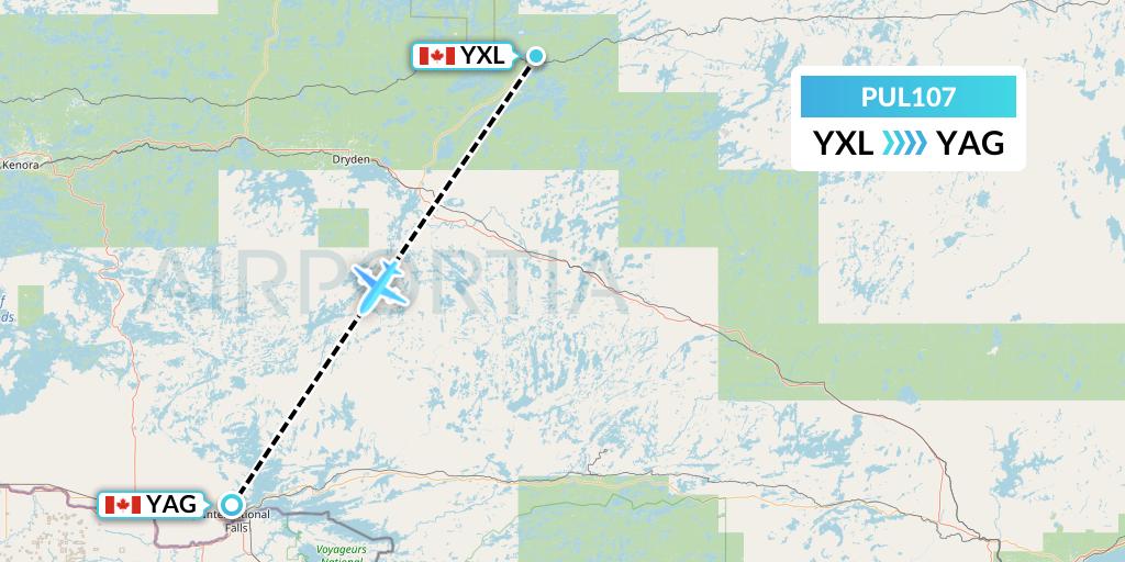 PUL107 Ornge Air Flight Map: Sioux Lookout to Fort Frances