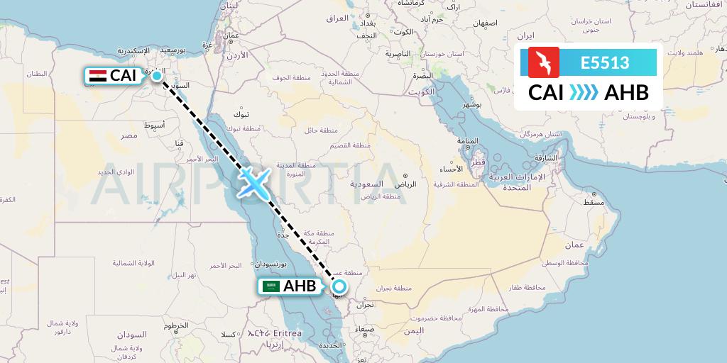 E5513 Air Arabia Egypt Flight Map: Cairo to Abha