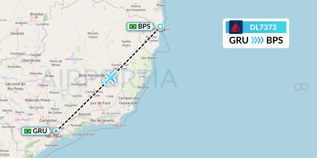 DL7373 Delta Air Lines Flight Map: Sao Paulo to Porto Seguro