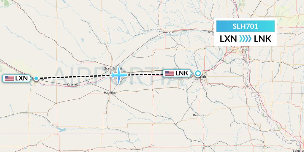 SLH701 Silverhawk Aviation Flight Map: Lexington to Lincoln