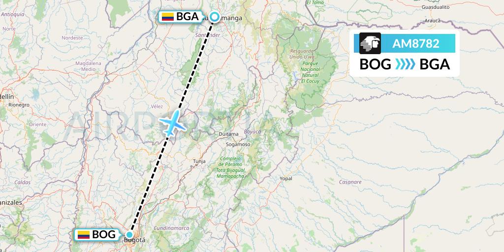 AM8782 Aeromexico Flight Map: Bogota to Bucaramanga