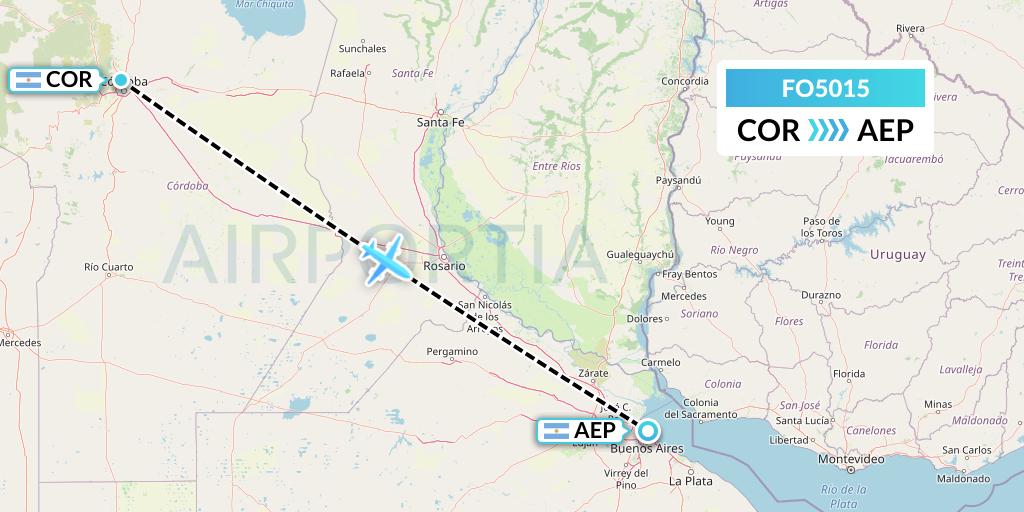 FO5015 Aero Flightops Uk Limited Flight Map: Cordoba to Buenos Aires