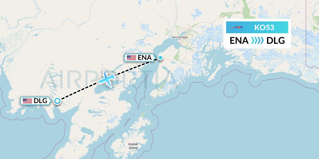 KO53 Komiaviatrans Flight Map: Kenai to Dillingham