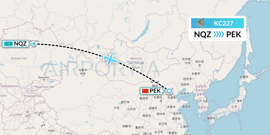 KC227 Air Astana Flight Map: Astana to Beijing
