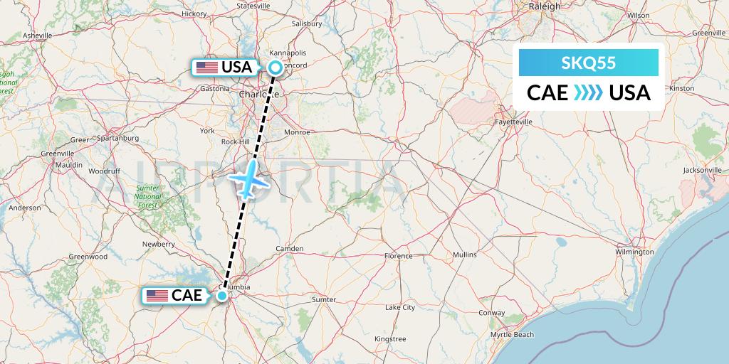 SKQ55 Labcorp Flight Map: Columbia to Concord