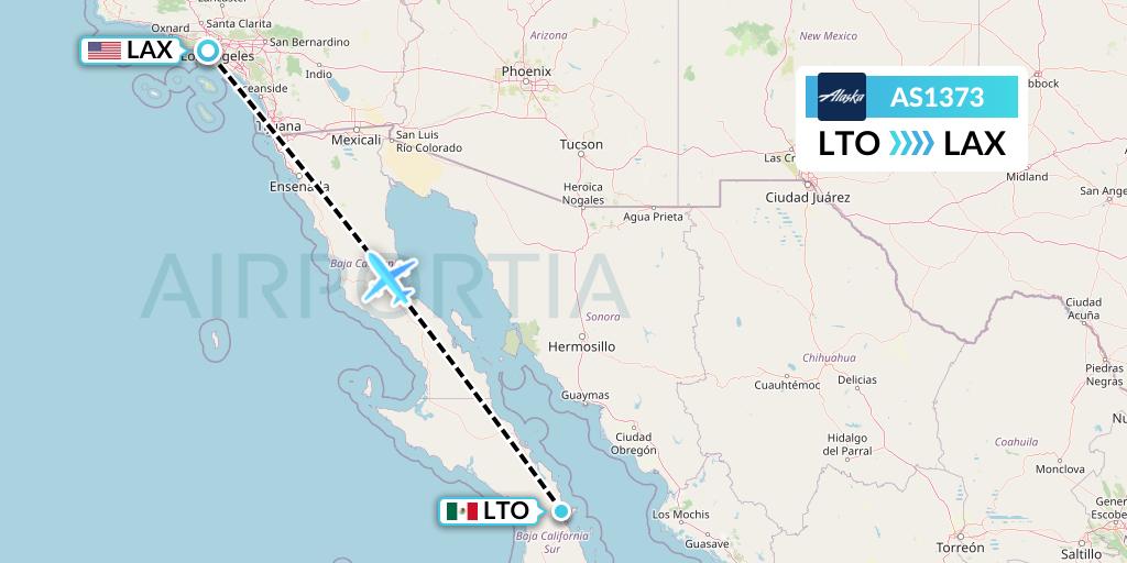 AS1373 Alaska Airlines Flight Map: Loreto to Los Angeles