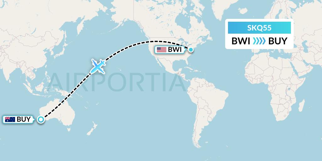 SKQ55 Flight Status Labcorp Baltimore to Bunbury