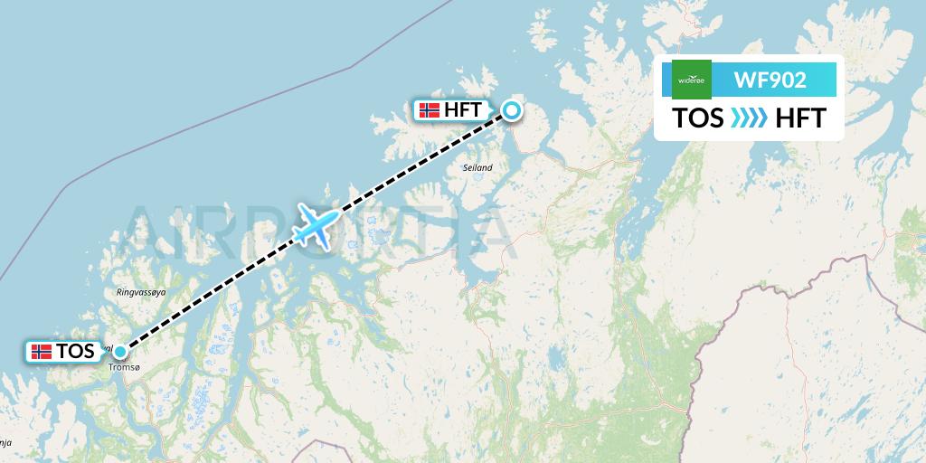WF902 Wideroe Flight Map: Tromso to Hammerfest