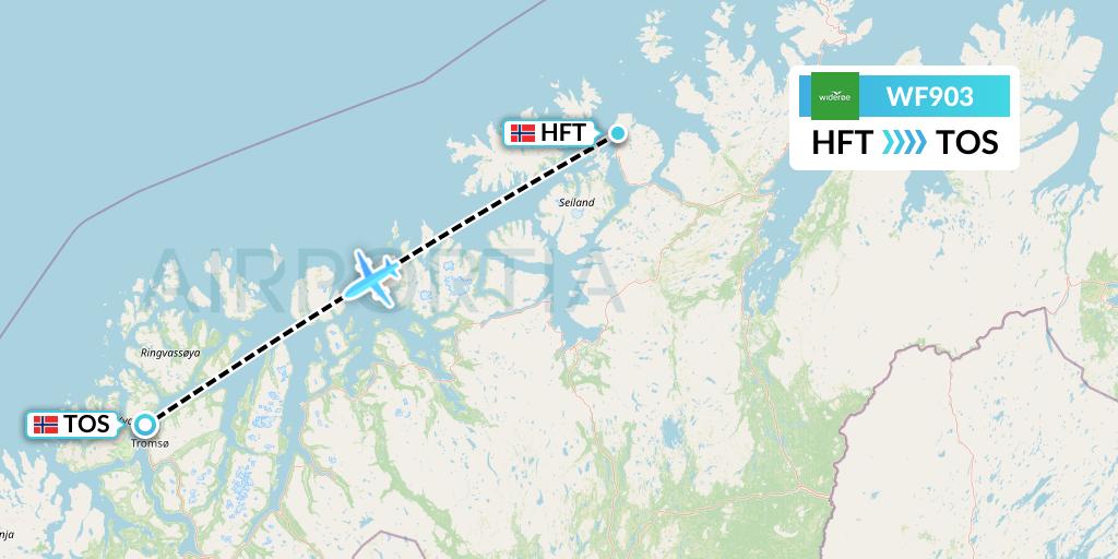 WF903 Wideroe Flight Map: Hammerfest to Tromso