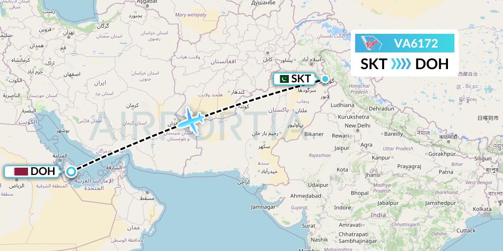 VA6172 Virgin Australia Flight Map: Sialkot to Doha