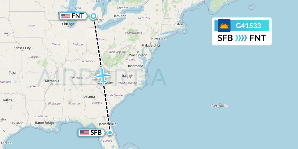 G41533 Allegiant Air Flight Map: Orlando to Flint