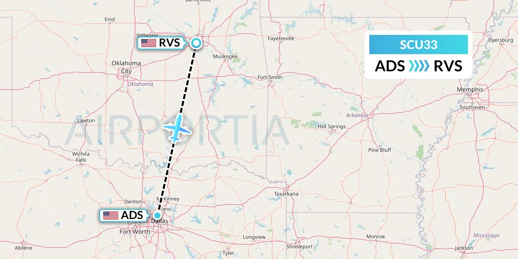 SCU33 Air Scorpio Flight Map: Dallas to Tulsa