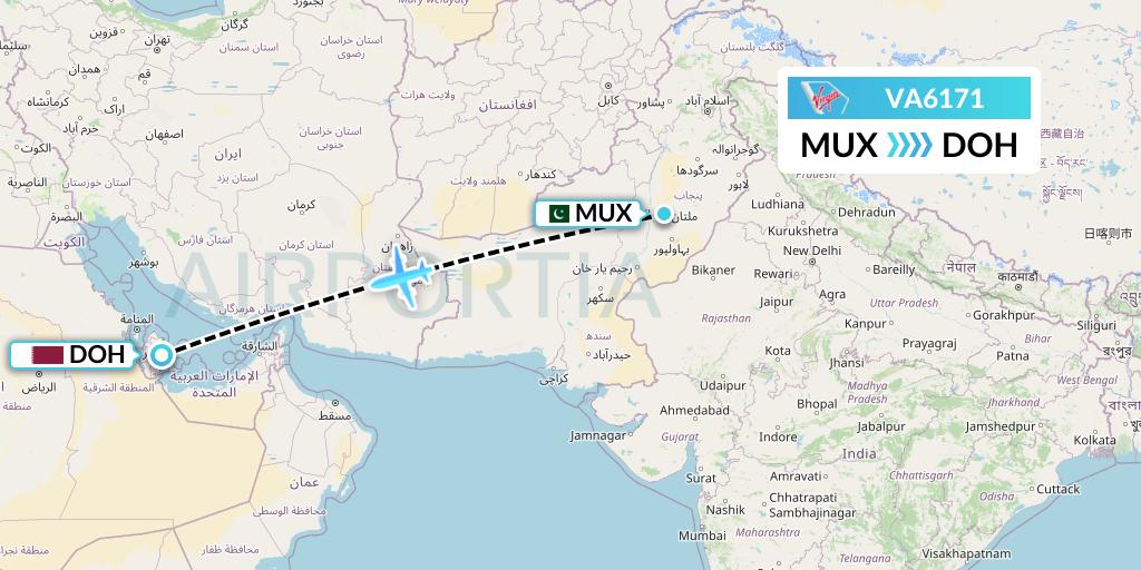 VA6171 Virgin Australia Flight Map: Multan to Doha