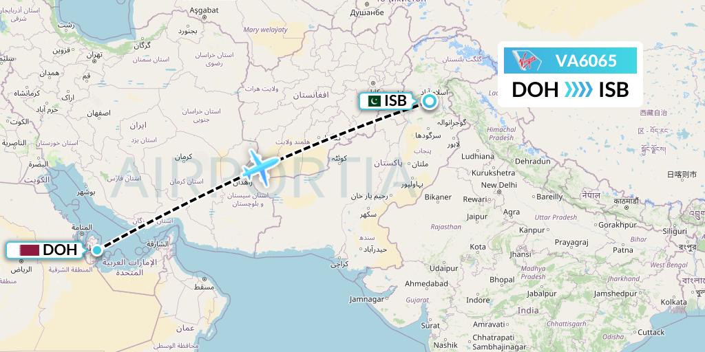 VA6065 Virgin Australia Flight Map: Doha to Islamabad