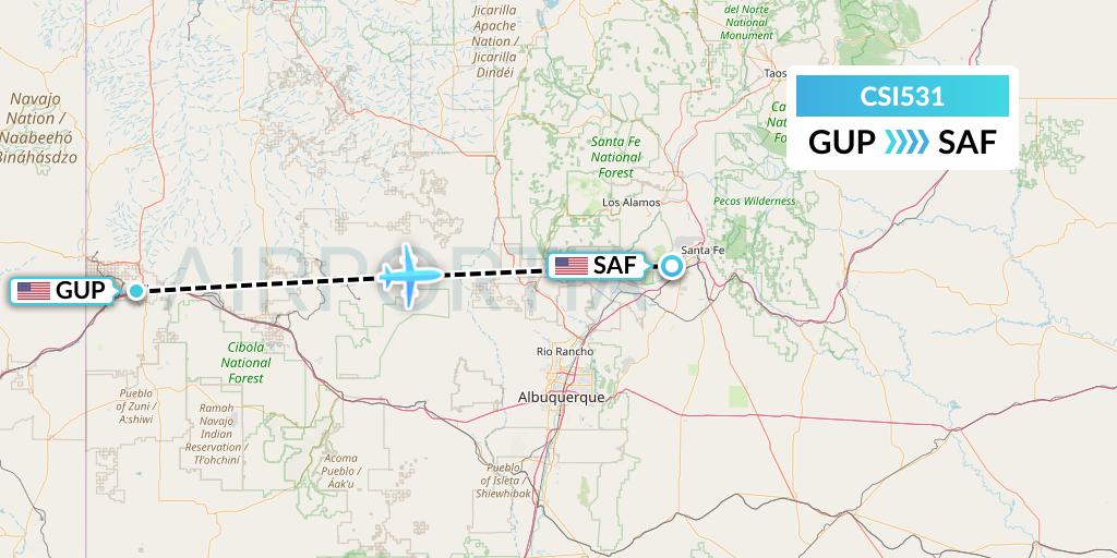 CSI531 Csi Aviation Flight Map: Gallup to Santa Fe