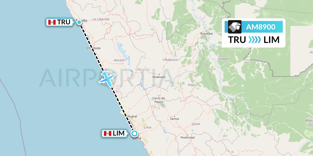 AM8900 Aeromexico Flight Map: Trujillo to Lima