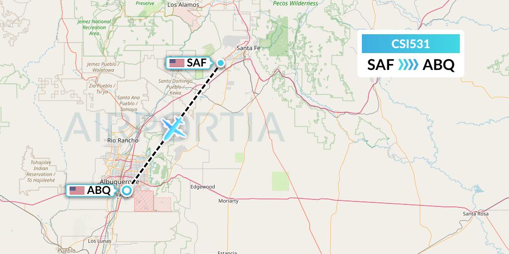CSI531 Csi Aviation Flight Map: Santa Fe to Albuquerque
