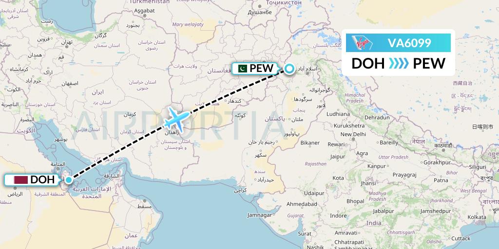 VA6099 Virgin Australia Flight Map: Doha to Peshawar