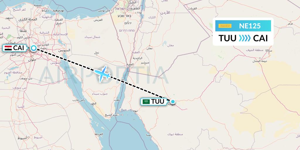 NE125 Nesma Airlines Flight Map: Tabuk to Cairo