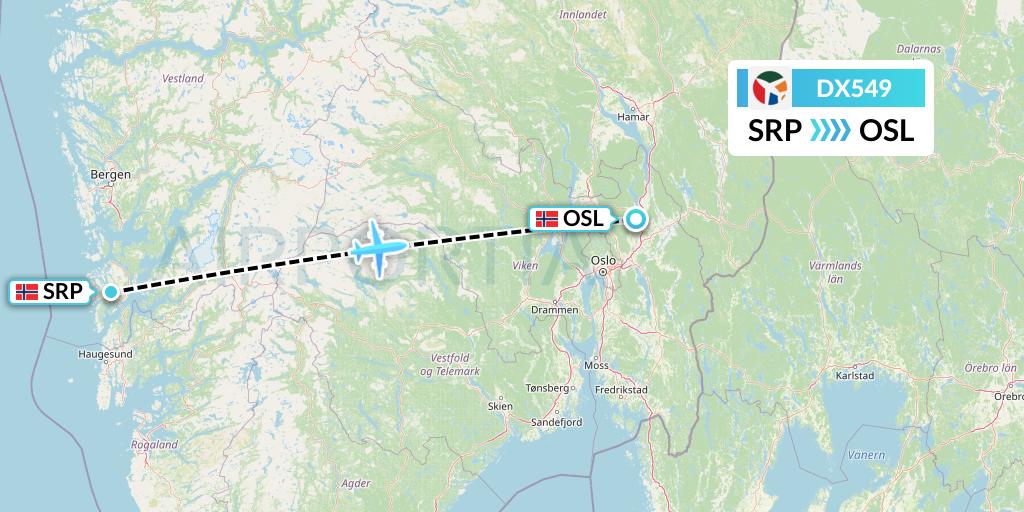 DX549 Danish Air Transport Flight Map: Stord to Oslo