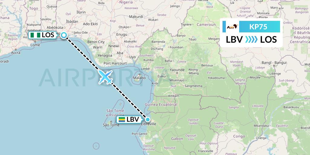 KP75 ASKY Flight Map: Libreville to Lagos